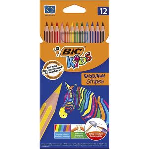 BIC LAPICES DE COLORES 12 KIDS  EVOLUTION STRIPES