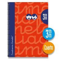 CUADERNO ESPIRAL 4º 80H 70G 3MM ROJO CUADROVIA EXTRADURA