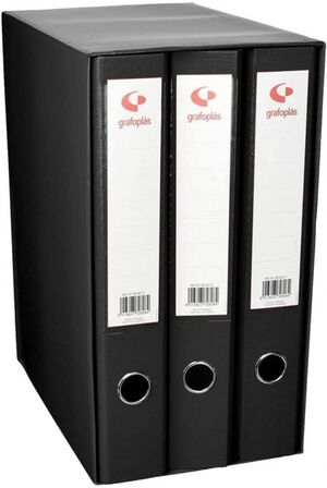 MODULO 3 ARCHIVADORES Fº 2 ANILLAS 40MM GRAFCOLOR NEGRO