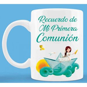 TAZA COMUNION NIÑA BARCO