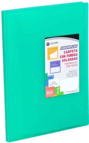 CARPETA 40 FUNDAS A4 TAPA FLEXIBLE VERDE CARCHIPLAS