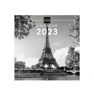 CALENDARIO PARED WALL  30X30 BLACK & WHITE CAPITALS 2023