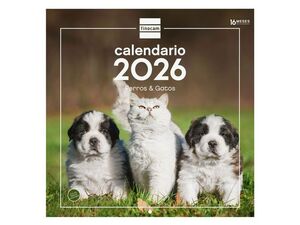 CALENDARIO PARED 2026 PERROS Y GATOS