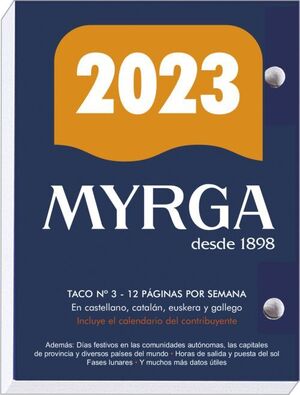 BLOQUE Nº3 AÑO 2022 8,3X11CM 640 PAGINAS MYRGA