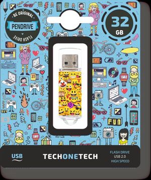 BE ORIGINAL * MEMORIA USB 32GB 2.0 EMOJITECH EMOJIS