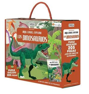 LOS DINOSAURIOS PUZLE OVALADO 205 PIEZAS + UN LIBRO DE 32 PÁGINAS